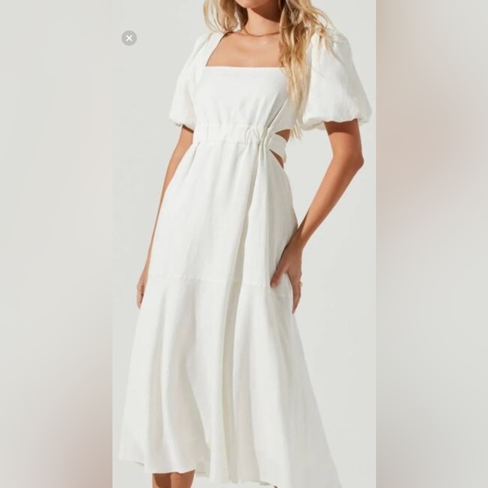 Elegant White Puff Sleeve Dress